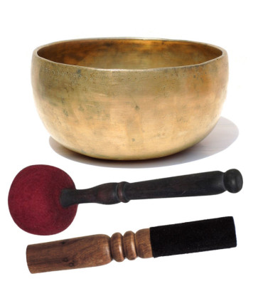 Cuenco Tibetano Antiguo Thado L con 2 baquetas